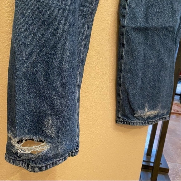 TOMMY HILFIGER Blue Girlfriend Crop Distressed Ripped Jeans Size 27 - Picture 9 of 12